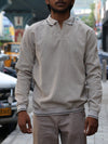 Textured Corduroy Pullover Polo – Oatmeal Cream