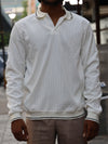 Textured Corduroy Pullover Polo – Chalk White