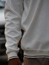 Textured Corduroy Pullover Polo – Chalk White