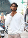 Textured Corduroy Pullover Polo – Chalk White
