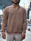 Textured Corduroy Pullover Polo – Earthy Espresso Brown