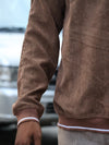 Textured Corduroy Pullover Polo – Earthy Espresso Brown