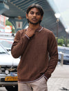 Textured Corduroy Pullover Polo – Rich Chocolate Brown