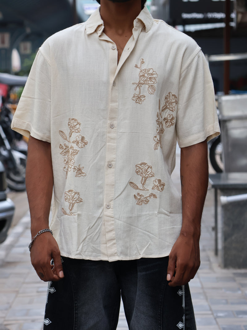 The Botanical Resort Shirt in Oatmeal Cream