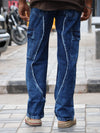 The Distressed Wave Cargo Denim in Acid Wash Blue