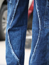 The Distressed Wave Cargo Denim in Acid Wash Blue
