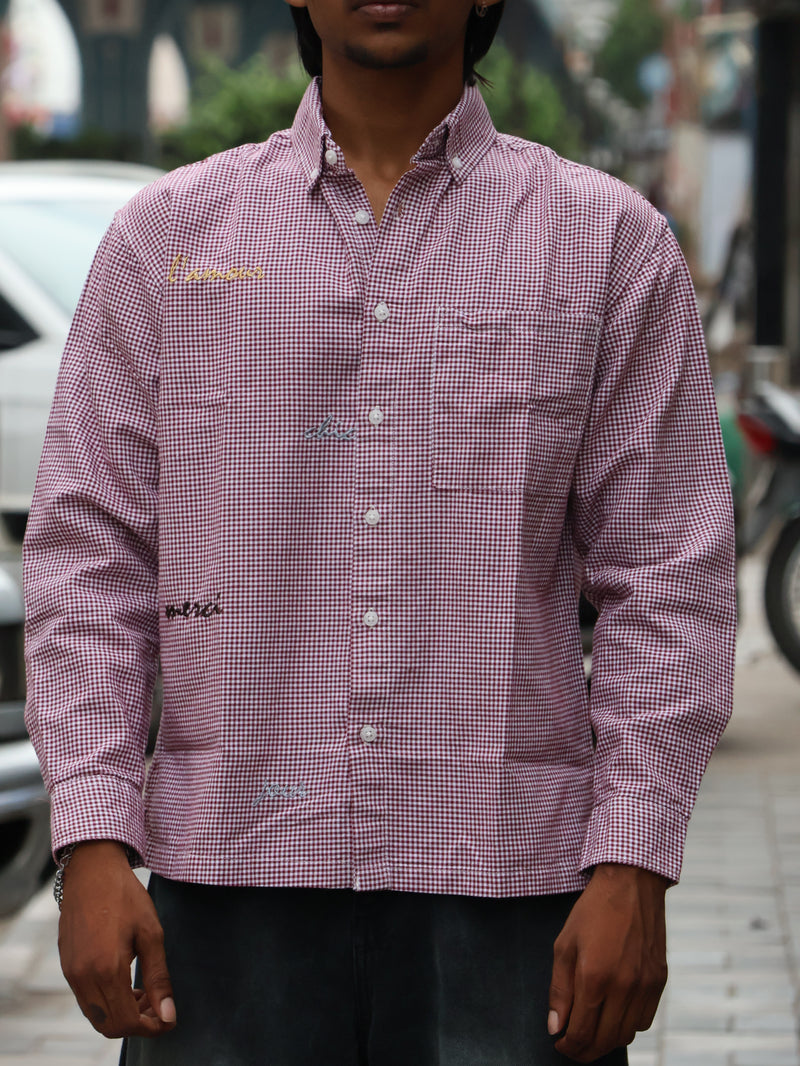 The Café Script Gingham Button-Down