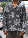 Resort Floral Casual Button-Down Shirt — Charcoal Grey