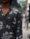 Resort Floral Casual Button-Down Shirt — Charcoal Grey