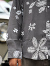 Resort Floral Casual Button-Down Shirt — Charcoal Grey