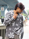 Resort Floral Casual Button-Down Shirt — Charcoal Grey