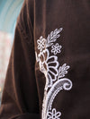 Retro Floral Embroidered Button-Down Shirt – Earthy Espresso