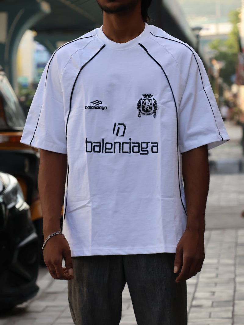 Athletic Crest Embroidered Oversized Tee – Crisp White