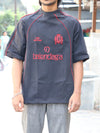Athletic Crest Embroidered Oversized Tee – Pitch Black & Crimson