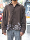 Meadow Embroidered Hem Button-Down Shirt – Earthy Espresso