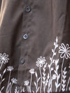 Meadow Embroidered Hem Button-Down Shirt – Earthy Espresso