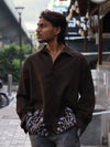 Meadow Embroidered Hem Button-Down Shirt – Earthy Espresso