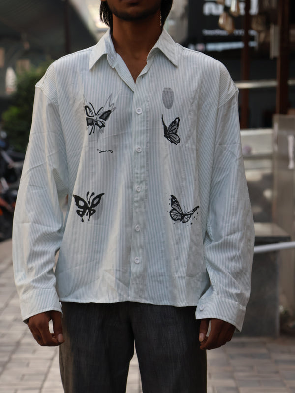 Monarch Graphic Striped Button-Down Shirt – Mint Ice