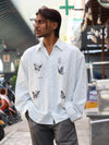 Monarch Graphic Striped Button-Down Shirt – Mint Ice