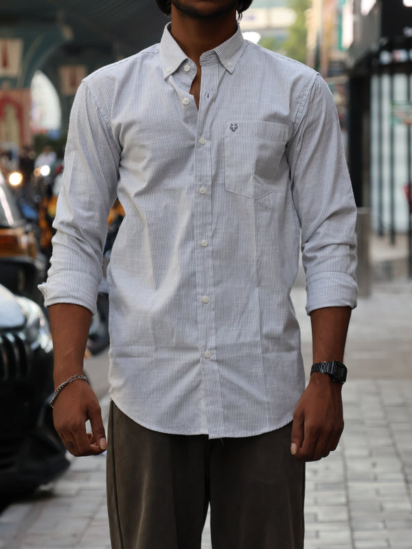 The Daily Micro-Stripe Button-Down