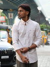 The Daily Micro-Stripe Button-Down — Sand
