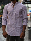 The Daily Micro-Stripe Button-Down — Burgundy