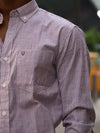 The Daily Micro-Stripe Button-Down — Burgundy