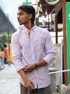 The Daily Micro-Stripe Button-Down — Burgundy