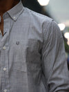 The Daily Micro-Stripe Button-Down — Charcoal Grey
