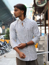 The Daily Micro-Stripe Button-Down — Charcoal Grey