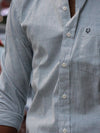 The Daily Micro-Stripe Button-Down — Mint Ice