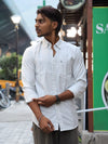 The Daily Micro-Stripe Button-Down — Oatmeal Sand