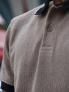 Textured Geometric Knit Polo Shirt
