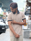 Textured Geometric Knit Polo Shirt