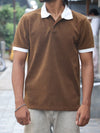 Textured Geometric Knit Polo - Earthy Espresso