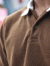Textured Geometric Knit Polo - Earthy Espresso