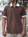Textured Geometric Knit Polo - Earthy Espresso
