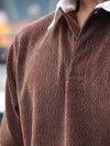 Textured Geometric Knit Polo - Earthy Espresso