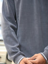Long Sleeve Ribbed Knit Polo - Charcoal Obsidian