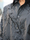 Layered Flocked Grid Shirt - Obsidian & Electric Cyan