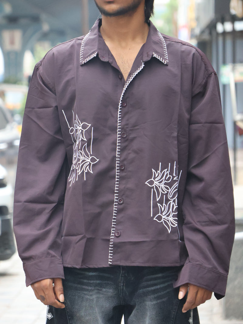 Obsidian Floral Stitch Shirt