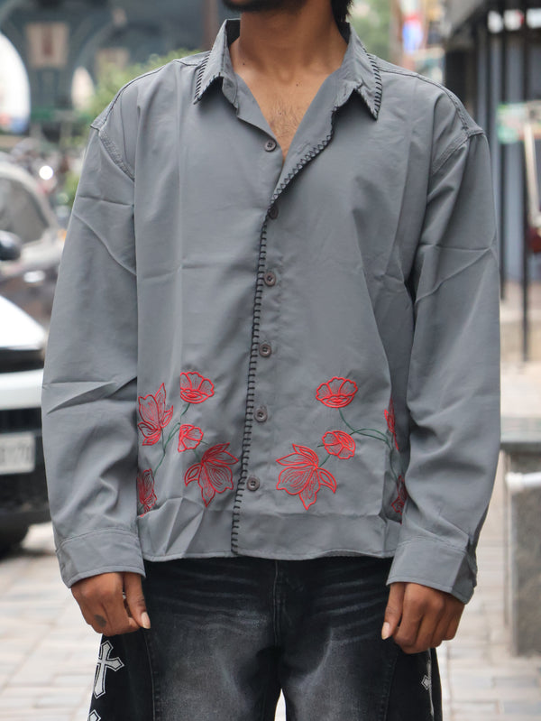 Ash Grey Botanical Stitch Shirt