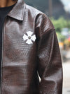 Espresso Croc-Embossed Gothic Cross Jacket