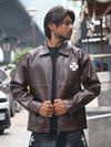 Espresso Croc-Embossed Gothic Cross Jacket