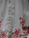 Crimson Floral Embroidered Textured Linen Shirt