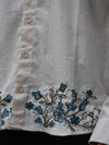 Blue Floral Embroidered Textured Linen Shirt