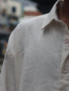 Blue Floral Embroidered Textured Linen Shirt