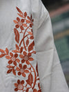 Terracotta Floral Embroidered Textured Linen Shirt