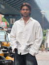 Noir Floral Embroidered Textured Linen Shirt