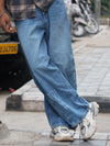 Distressed Baggy Fit Light Wash Jeans